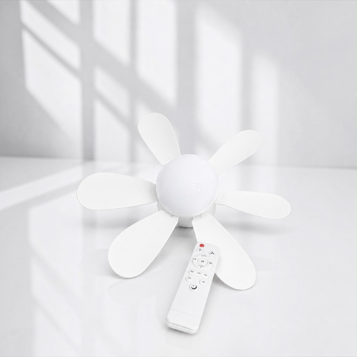Ventilador de Teto Silencioso com Lâmpada LED e Controle Remoto Bivolt | 5 Pás e 6 Hélices