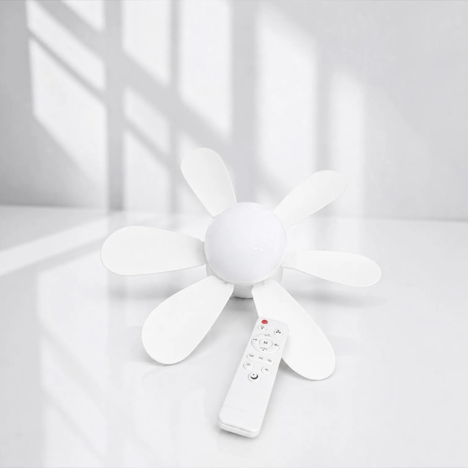 Ventilador de Teto com Luminária LED, Controle Remoto, 5 Pás e 6 Hélices Bivolt